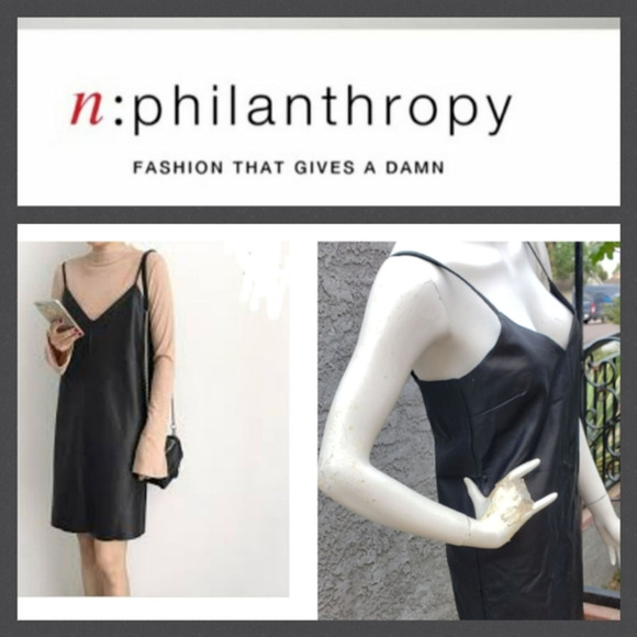 ❤SEXY n:philanthropy   Vegan‎ Leather LITTLE SLIP DRESS - Picture 1 of 9